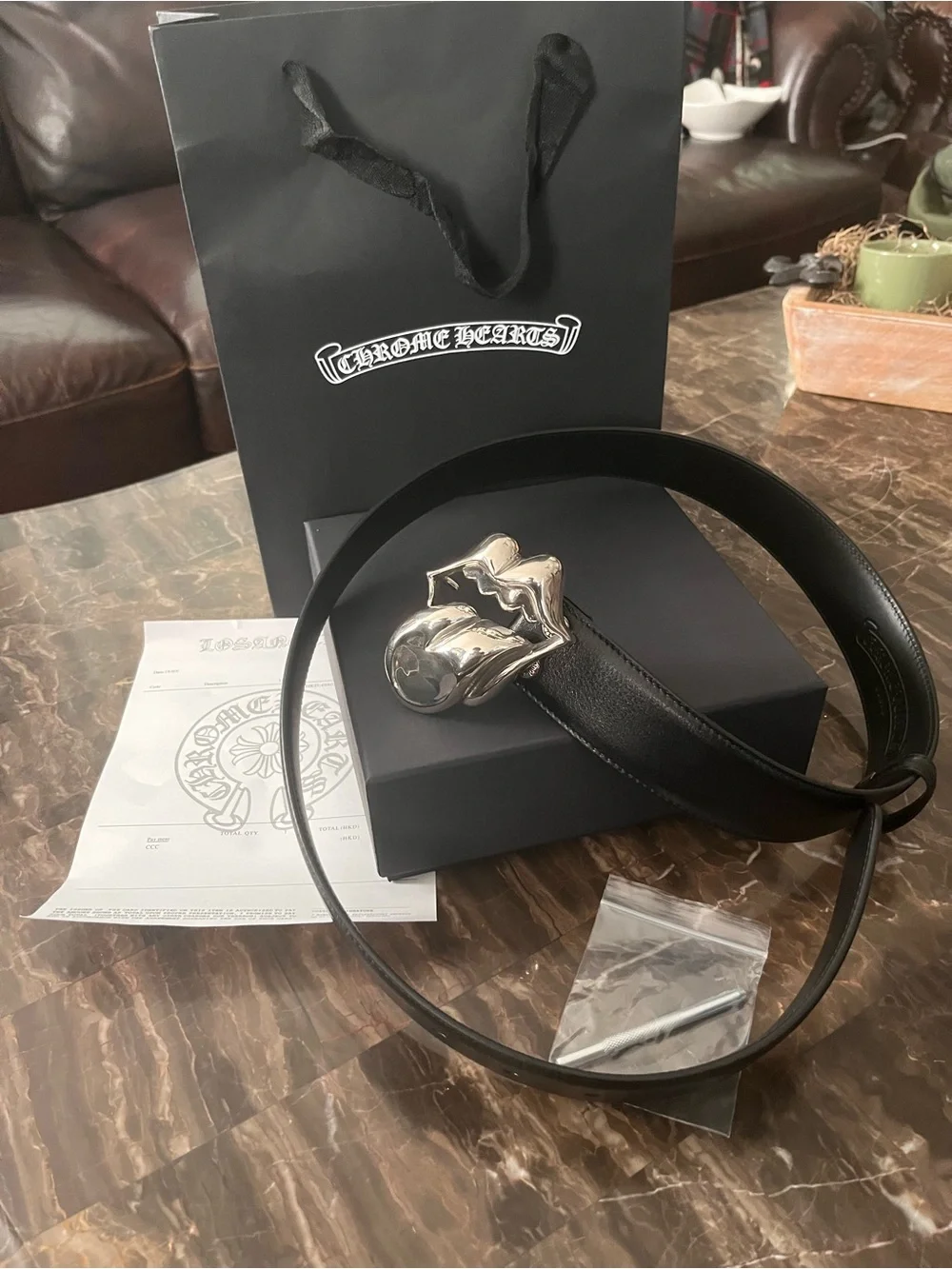 Chrome hearts silver rolling stones Tounge vintage belt